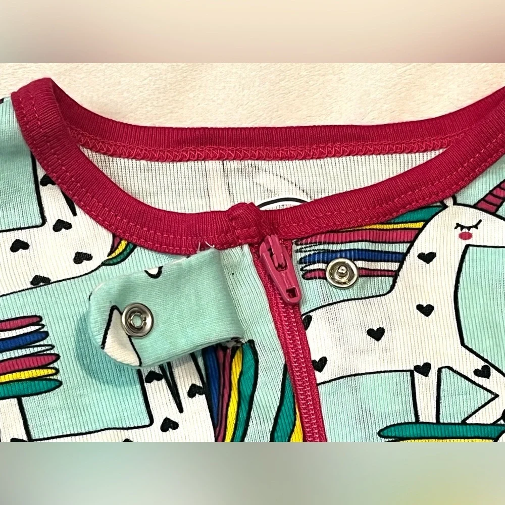 Lamaze Organic Aqua and Pink Unicorn Print Children’s 18 Months Zipper Sleeper
